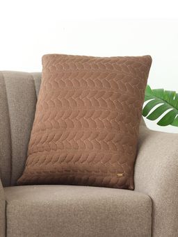 PLUCHI - Uzoma Chestnut & Linen Cotton Knitted Quilted 20 X 20 Inches Decorative Cushion Cover