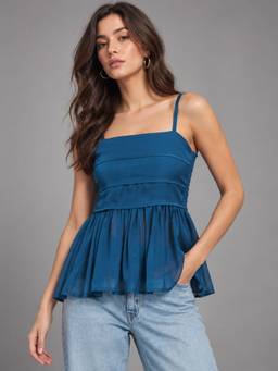 Trend Arrest - Women Breeze Peplum Blue Top