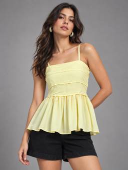 Trend Arrest - Women Breeze Peplum Yellow Top