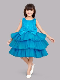 Pink Chick - Blue Sequins And Layers Party Dress