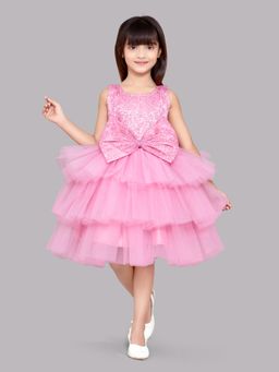 Pink Chick - Rose Sequins And Layers Party Dress