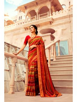 VAIRAGEE - Multi Soft Moss Silk Printed Saree & Mono Banglory with Unstitched Blouse