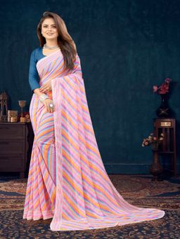 VAIRAGEE - Soft Georgette Multi Colour Printed Saree & Mono Banglory with Unstitched Blouse