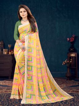 VAIRAGEE - Soft Georgette Multi Colour Printed Saree & Mono Banglory with Unstitched Blouse