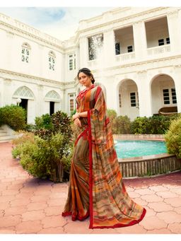 VAIRAGEE - Soft Georgette Printed Saree & Mono Banglory with Unstitched Blouse