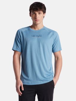 Jockey - MV50 Men Microfiber Solid Round Neck Textured T-Shirt - Provincial Blue