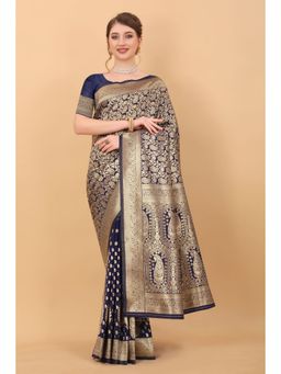 Yavira Silk - Navy Blue Ethnic Wear Silk Traditional Saree with Unstitched Blouse