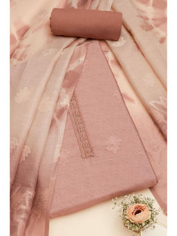 Soch - Mauve Linen Shimmer Floral Woven Unstitched Dress Material (Set of 3)