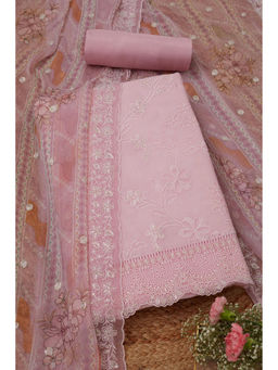 Soch - Pink Crushed Tissue Floral Embroidered Unstitched Dress Material (Set of 3)
