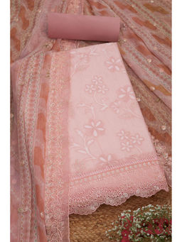 Soch - Peach Crushed Tissue Floral Embroidered Unstitched Dress Material (Set of 3)