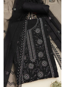 Soch - Black Organza Embroidered with Sequins Unstitched Dress Material (Set of 3)