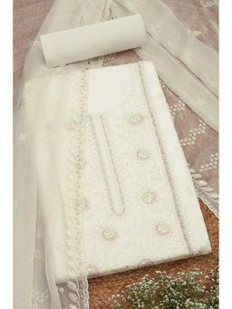 Soch - Off White Organza Embroidered with Sequins Unstitched Dress Material (Set of 3)