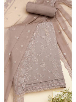 Soch - Mauve Chinon Embroidered Unstitched Dress Material with Cut Dana (Set of 3)