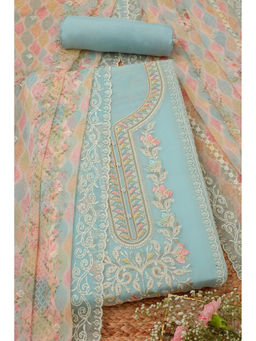 Soch - Powder Blue Embroidered with Stone Work Unstitched Dress Material (Set of 3)