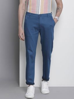 The Indian Garage Co - Men Blue Solid/Plain Chinos