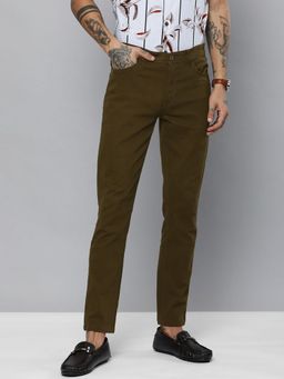 The Indian Garage Co - Men Brown Solid/Plain Chinos