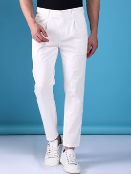 The Indian Garage Co - Men White Solid/Plain Chinos