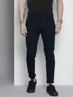 The Indian Garage Co - Men Navy Blue Checks Chinos