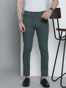 The Indian Garage Co - Men Teal Solid/Plain Chinos