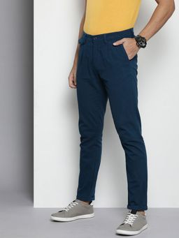 The Indian Garage Co - Men Blue Solid/Plain Chinos
