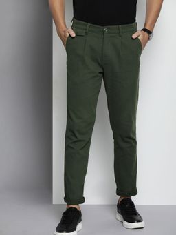 The Indian Garage Co - Men Olive Solid/Plain Chinos