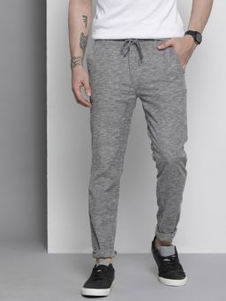 The Indian Garage Co - Men Charcoal Textured Trousers