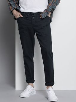 The Indian Garage Co - Men Navy Blue Solid/Plain Trousers