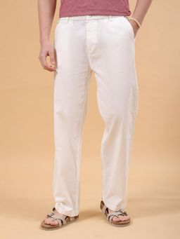 The Indian Garage Co - Men Off White Solid/Plain Trousers