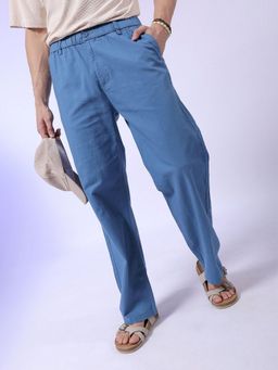 The Indian Garage Co - Men Blue Solid/Plain Trousers