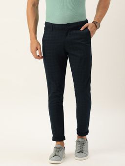 The Indian Garage Co - Men Navy Blue Checks Chinos