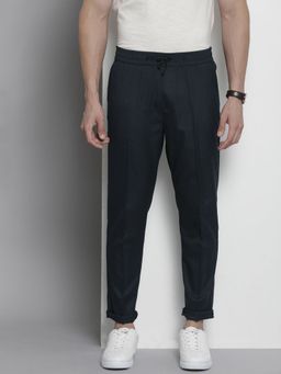 The Indian Garage Co - Men Navy Blue Solid/Plain Trousers