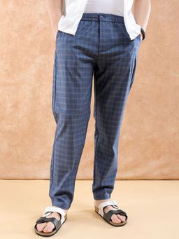 The Indian Garage Co - Men Navy Blue Checks Trousers