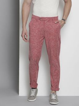 The Indian Garage Co - Men Pink Textured Trousers