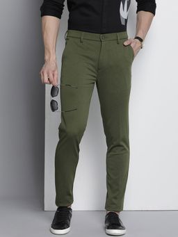 The Indian Garage Co - Men Olive Solid/Plain Chinos