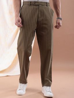 The Indian Garage Co - Men Brown Stripes Trousers