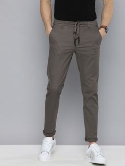 The Indian Garage Co - Men Grey Solid/Plain Chinos