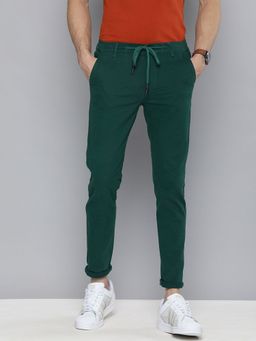 The Indian Garage Co - Men Teal Solid/Plain Chinos