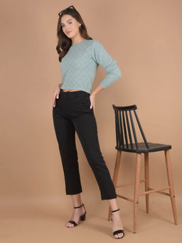 CRIMSOUNE CLUB - Womens Green Crop Length Sweater