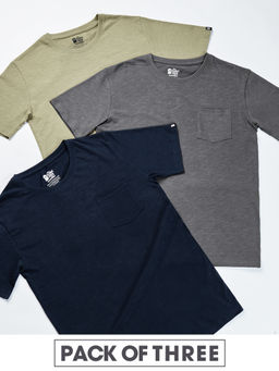 The Souled Store - Solids Slub T-Shirt For Men (Pack of 3)