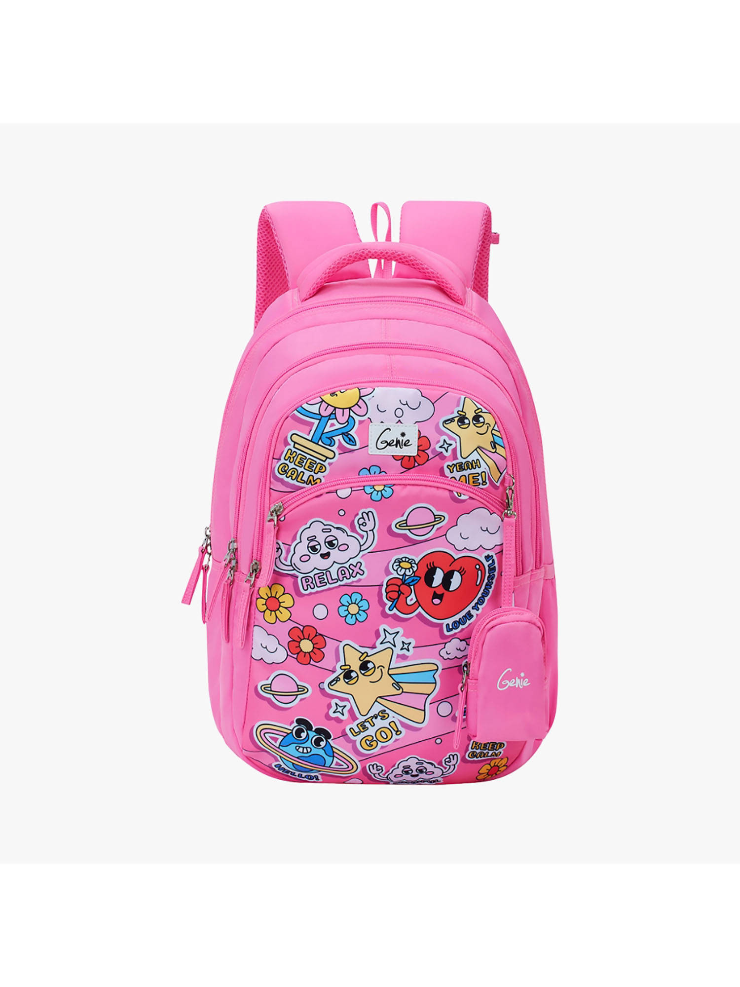 Buy Genie Pearl 27 Litres Pink Backpack with Pouch (Set of 2) (L