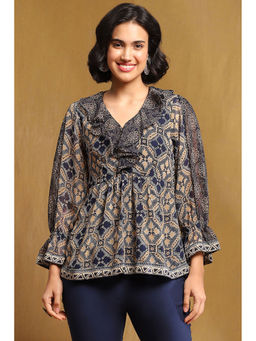 Biba - Women Multi Color Georgette Printed Gathered Indie Top