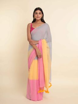 Suta - Multi-Color Colorblock Pure Cotton Saree
