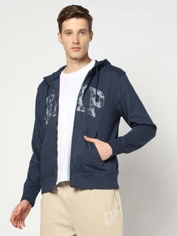 GAP - Navy Blue Solid Plain Casual Cotton Jacket