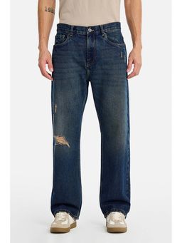 Snitch - Indigo Solid Plain Casual Cotton Jeans