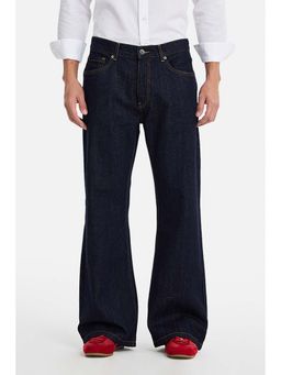 Snitch - Navy Blue Solid Plain Casual Cotton Jeans