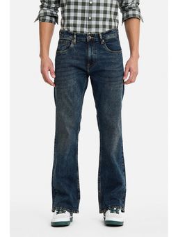 Snitch - Blue Solid Plain Casual Cotton Blend Jeans