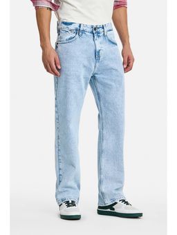 Snitch - Blue Solid Plain Casual Cotton Jeans