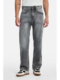 Snitch - Grey Solid Plain Casual Cotton Jeans