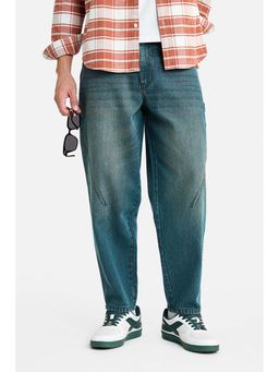 Snitch - Blue Solid Plain Casual Cotton Jeans