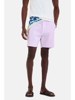 Snitch - Pink Solid Plain Casual Cotton Blend Shorts
